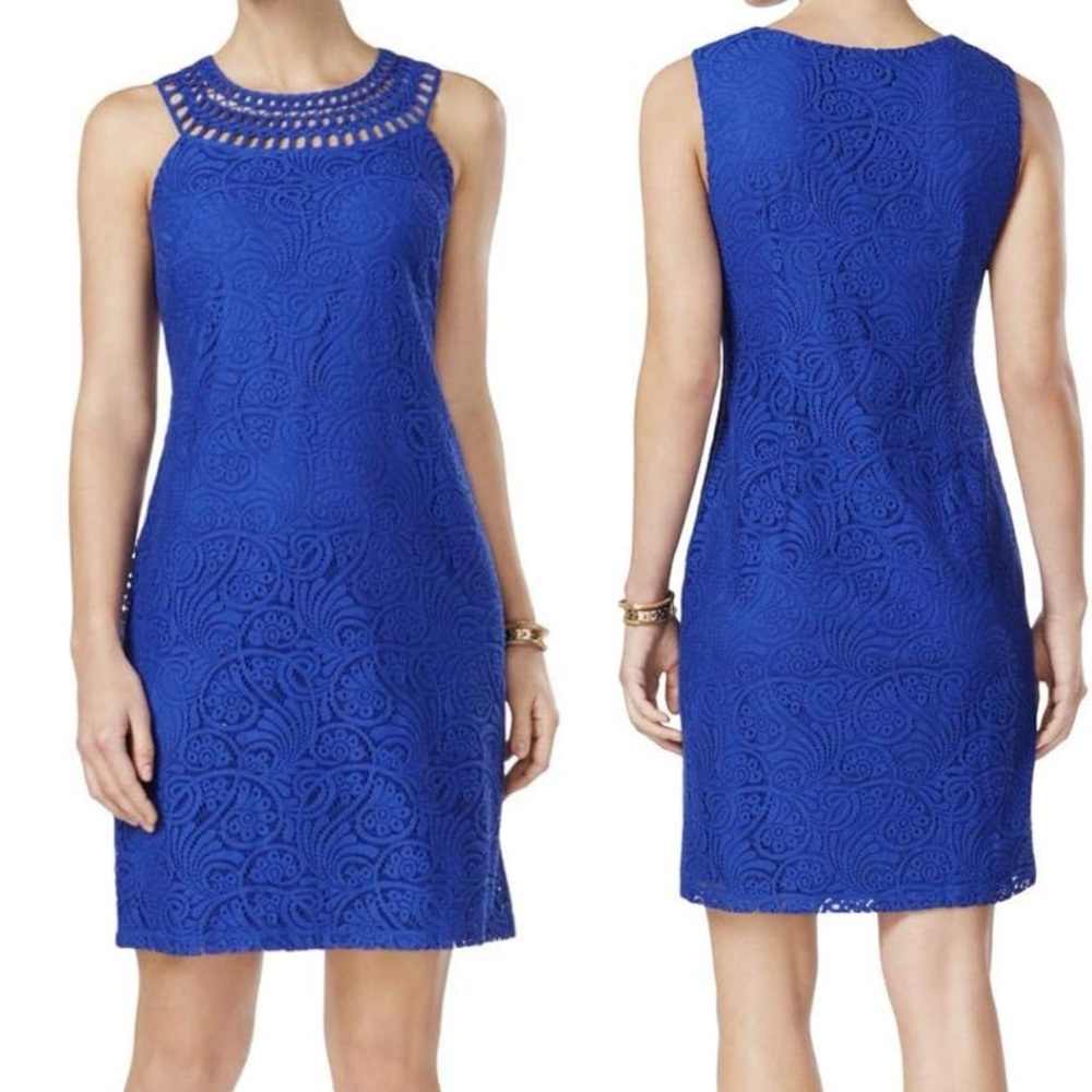 Jessica Howard Royal Blue lace dress Size 22W sleeveless Shift 22 Plus
